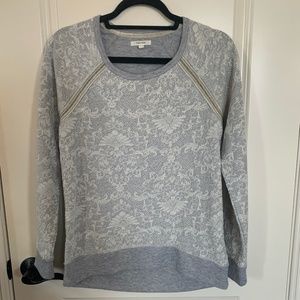 Gray Sweater with Lace Overlay